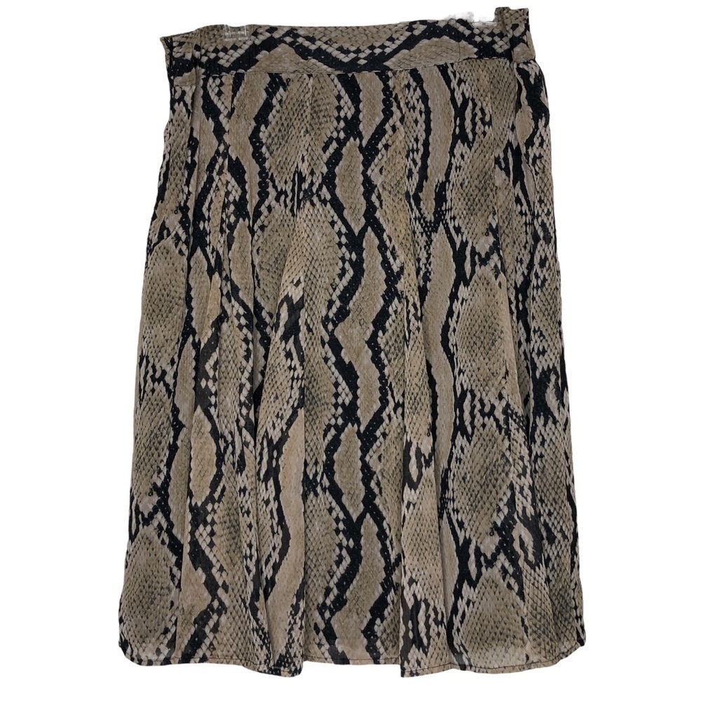 Attention - Black & Tan Snake Skin Pattern Midi Skirt Hidden Zipper - Size Large